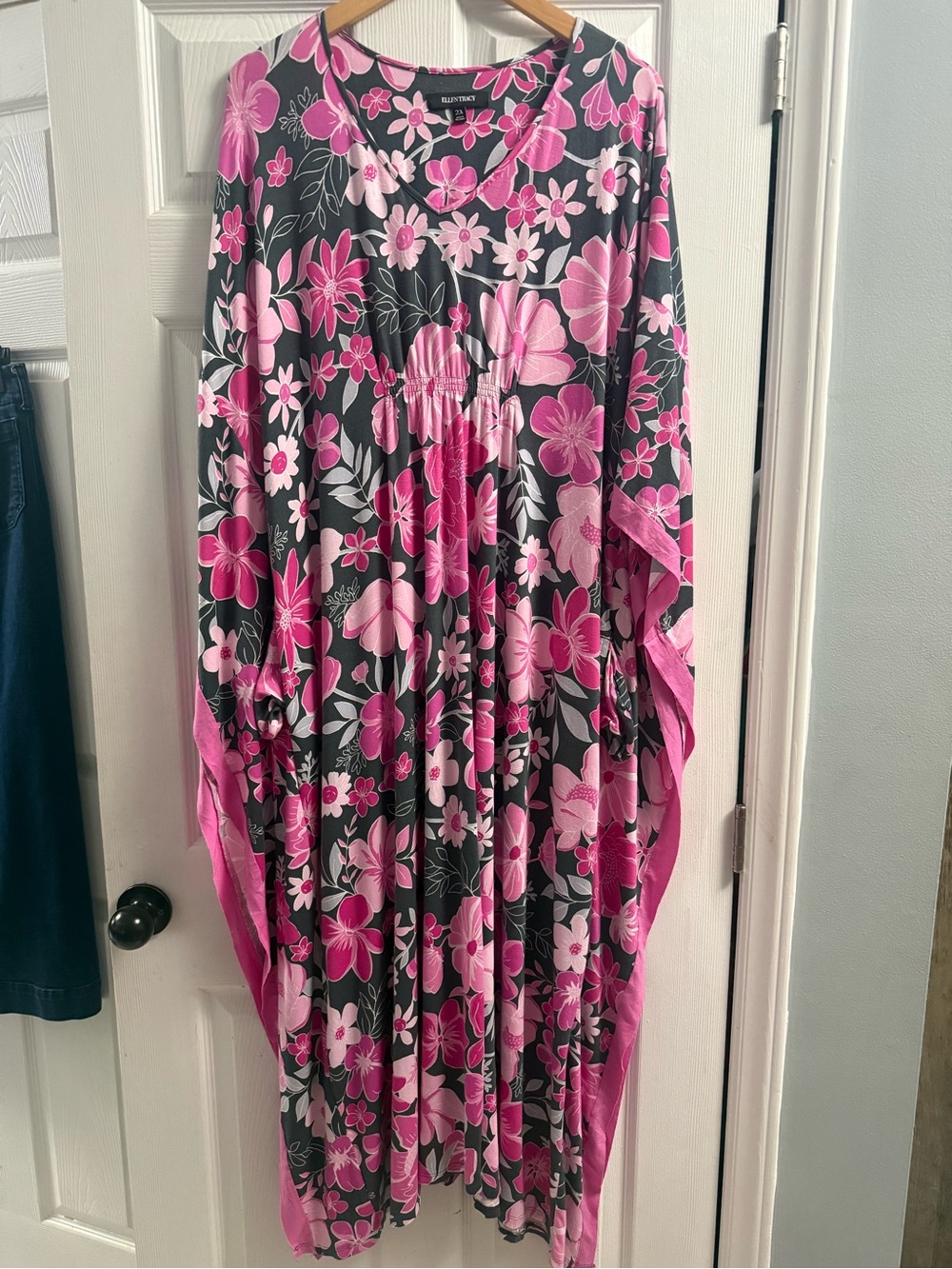 Ellen Tracy Floral Kaftan Maxi Dress Size 2X